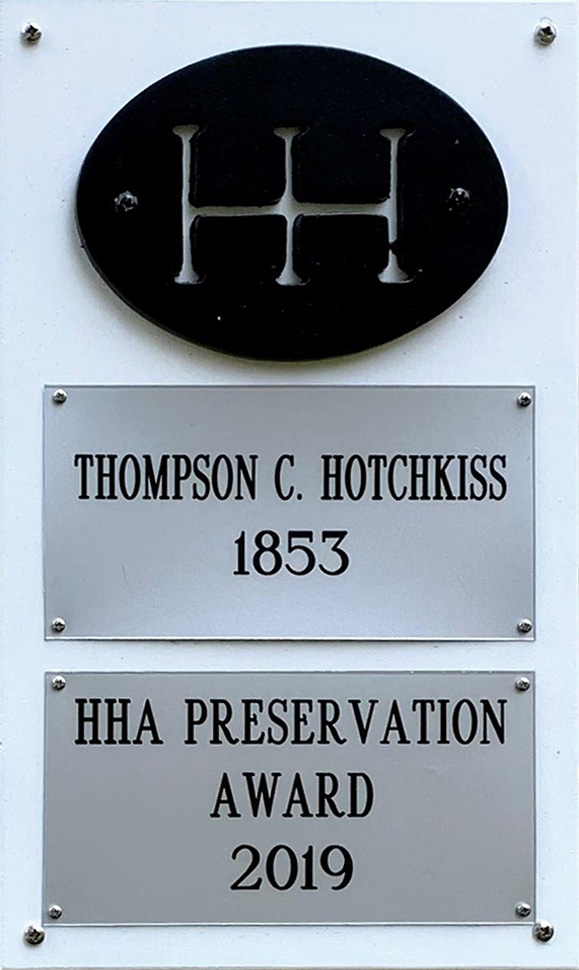 Hudson Heritage Association Preservation Award plaque