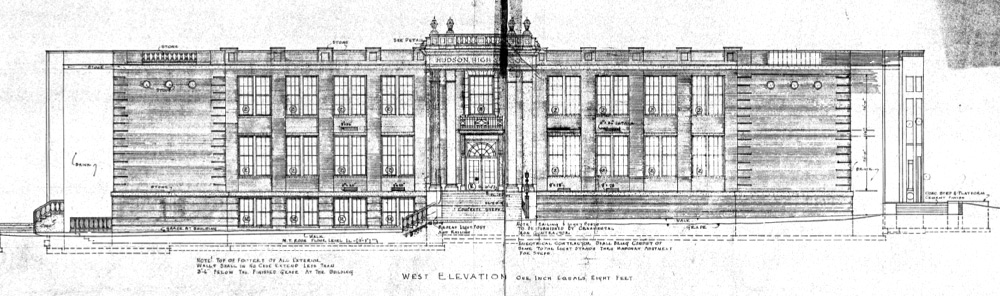 Photo of 1927 Building west elevation drawing